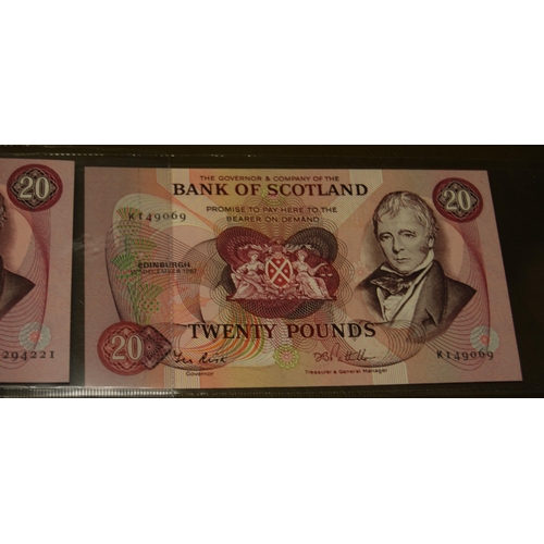 161 - Seven Bank of Scotland £20 banknotes from 1981 to 1987, all signed by Risk/Pattullo.  (7)... 