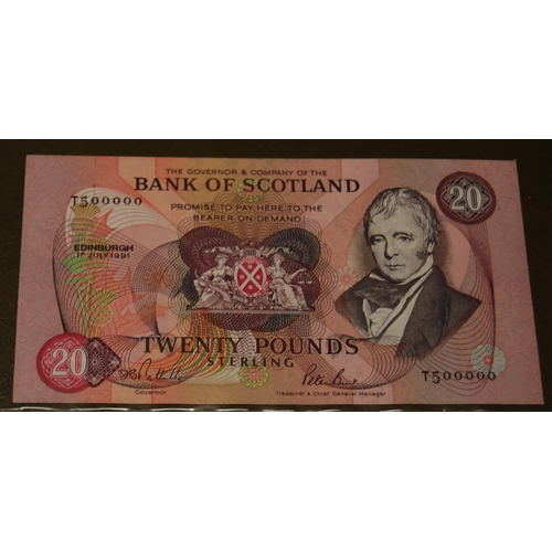 162 - Four Bank of Scotland change of prefix and last prefix £20 banknotes, all signed by Pattullo/Burt to... 