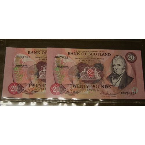 162 - Four Bank of Scotland change of prefix and last prefix £20 banknotes, all signed by Pattullo/Burt to... 