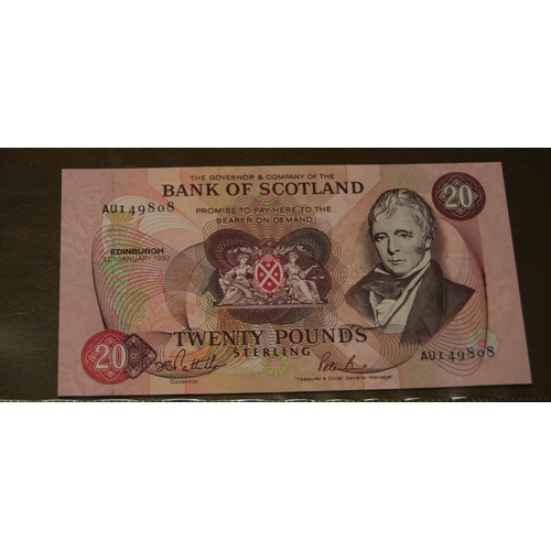 162 - Four Bank of Scotland change of prefix and last prefix £20 banknotes, all signed by Pattullo/Burt to... 