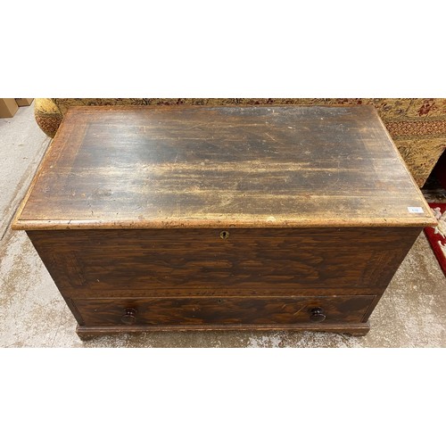 638 - Victorian pine blanket box with fitted drawer