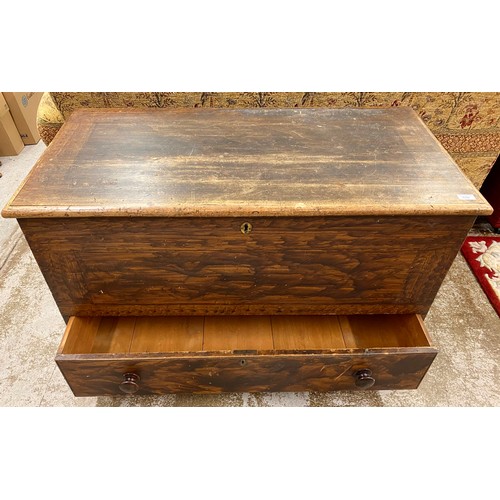 638 - Victorian pine blanket box with fitted drawer