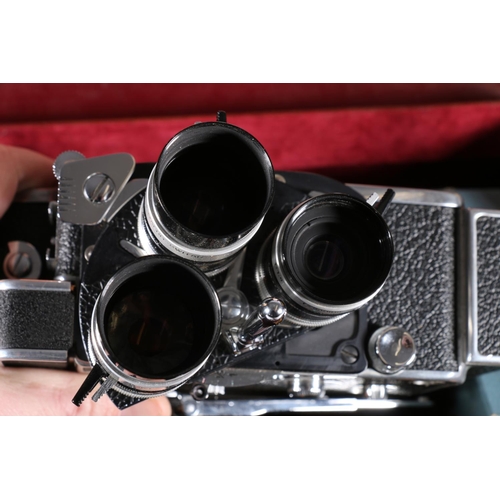 393 - Paillard Bolex H8 Reflex cine camera with 36mm, 12.5mm and 5.5mm lenses, serial number 211771, in fi... 