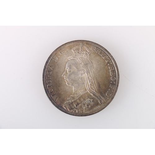 564 - UNITED KINGDOM Queen Victoria (1837-1901) silver crown 1891 GEF with damson hues towards the edge, S... 