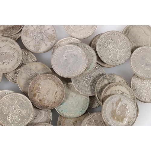 567 - UNITED KINGDOM 500 grade silver 1920-1946 coins from circulation, comprising 102 florins, 1145g gros... 