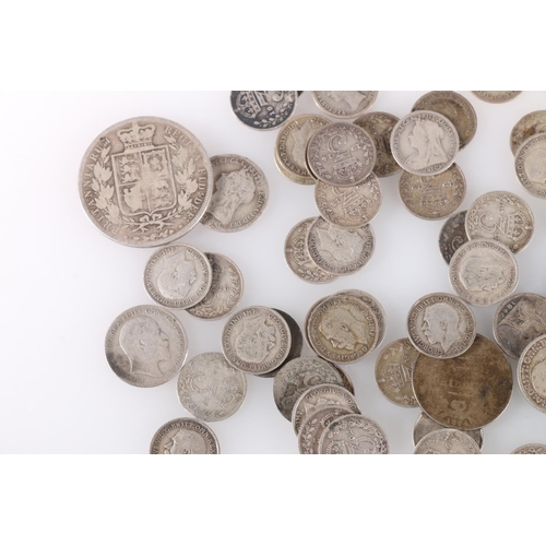 576 - UNITED KINGDOM pre 1920 Sterling grade silver coins including half crown 1883 etc. 128g gross.