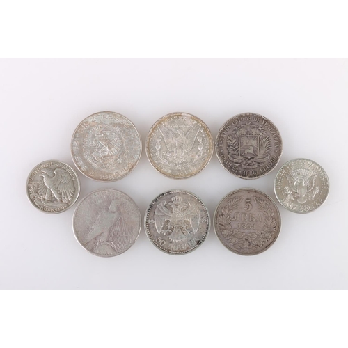 591 - UNITED STATES OF AMERICA USA silver Morgan dollar 1887, Peace dollar 1922, half dollars 1943 and 196... 