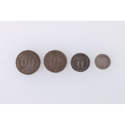 593 - ENGLAND (1685-1688) silver Maundy set 1686 including four pence, threepence, two pence and penny, S3... 