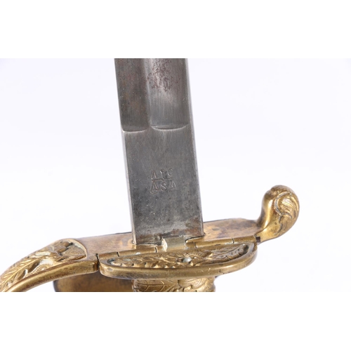 827 - German naval officers sword, the blade by Alexander Coppel of Solingen, brass hilt with anchor carto... 