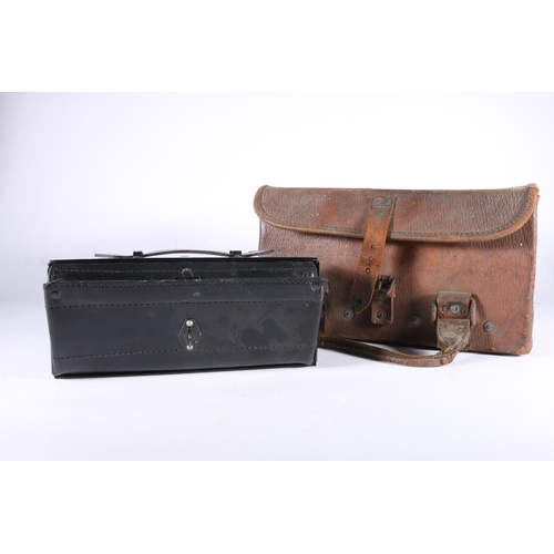 831 - War Department issue brown leather cartridge box carrier, the interior inked 'B H & G  Ltd ... 