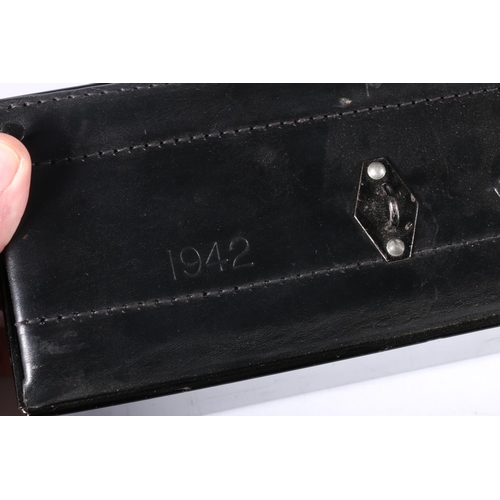 831 - War Department issue brown leather cartridge box carrier, the interior inked 'B H & G  Ltd ... 