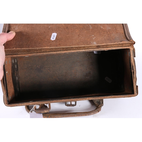 831 - War Department issue brown leather cartridge box carrier, the interior inked 'B H & G  Ltd ... 