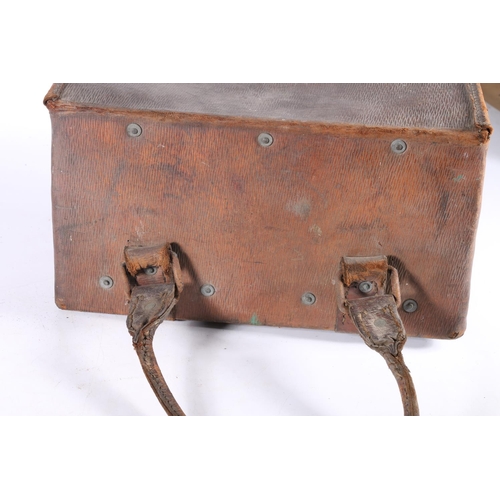 831 - War Department issue brown leather cartridge box carrier, the interior inked 'B H & G  Ltd ... 