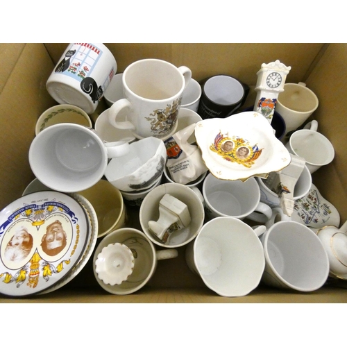 285 - Collection of commemorative mugs, crested ware and other decorative items