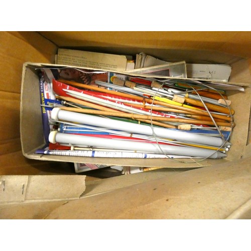 176 - Box of knitting patterns and needles.