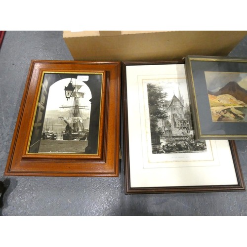 293 - Box of vintage prints including Heaton Cooper etc.