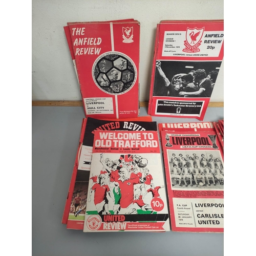 309 - Collection of Liverpool FC and Manchester United football programmes to include 26 1970s Anfield Rev... 