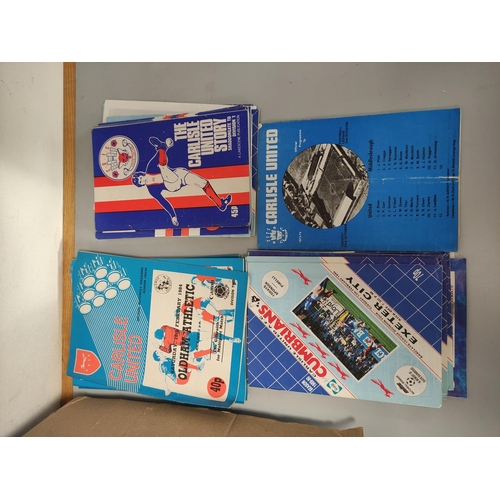 311 - Carton containing a large collection of mostly 1970s-90s Carlisle United football programmes and oth... 