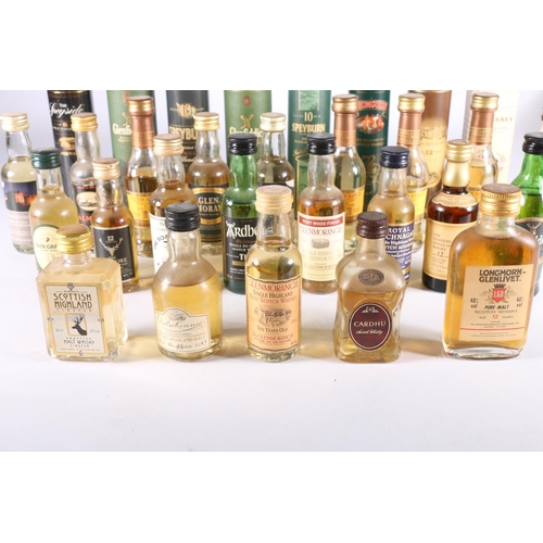 378 - Scotch single malt Scotch whisky miniatures including BALMORAL 15 year old 46% abv. LONGMORN GLENLIV... 