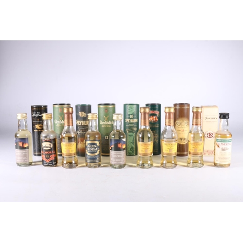 378 - Scotch single malt Scotch whisky miniatures including BALMORAL 15 year old 46% abv. LONGMORN GLENLIV... 