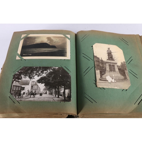 422 - Early 20th century photograph and postcard album containing approximately 180 cards including HMY Vi... 