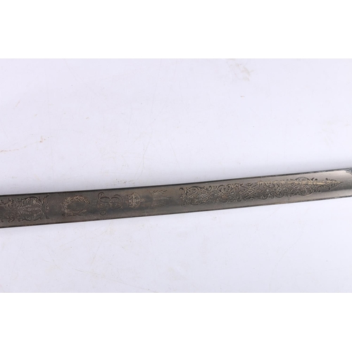 807 - Early 20th century sword, the etched blade by Hawkes of Savile Road with Prince of Wales 3rd Dragoon... 