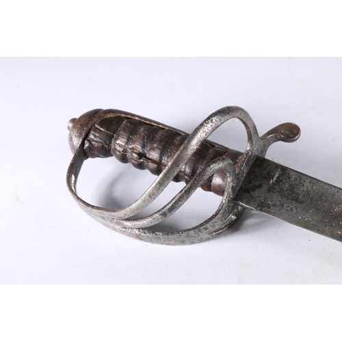 810 - British sword with three bar Gothic type hilt, wide fullered blade with no markings, no scabbard, bl... 