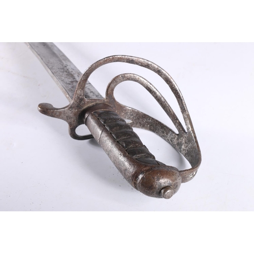 810 - British sword with three bar Gothic type hilt, wide fullered blade with no markings, no scabbard, bl... 