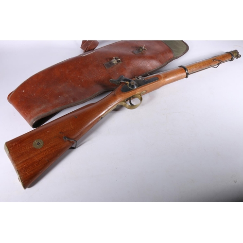 840 - Victorian percussion cap carbine gun, the stock inset with brass roundel 'Excise & Salt D. 17', ... 