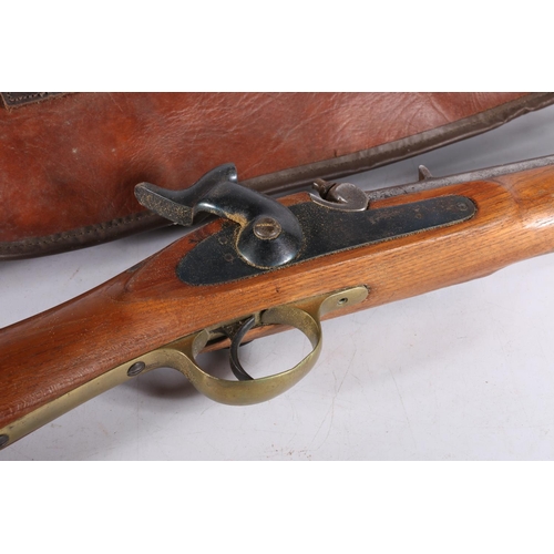 840 - Victorian percussion cap carbine gun, the stock inset with brass roundel 'Excise & Salt D. 17', ... 