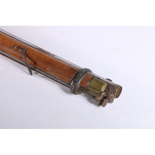 840 - Victorian percussion cap carbine gun, the stock inset with brass roundel 'Excise & Salt D. 17', ... 