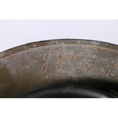 841 - British WWII Warden's helmet, the interior stamped 'R.O.Co UP 1/1939', painted marks 'W' with black ... 