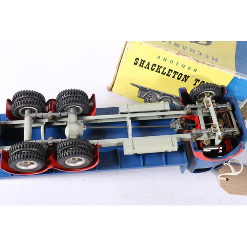 1 - Shackleton Toy diecast mechanical scale model Foden FG flatbed, blue cab and flatbed, red wheel arch... 