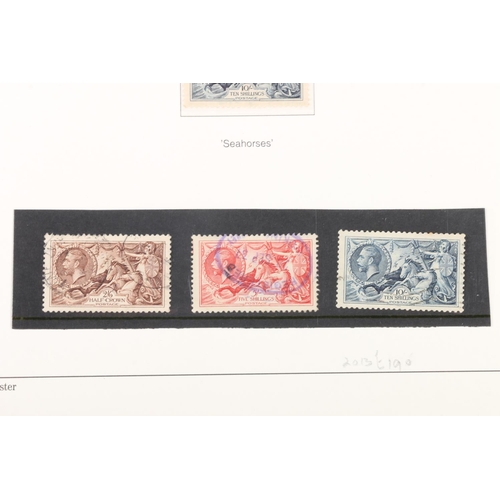 485 - GB King George V KGV unsued 10 shilling blue seahorse SG452 cat£350, unused five shillings rose seah... 