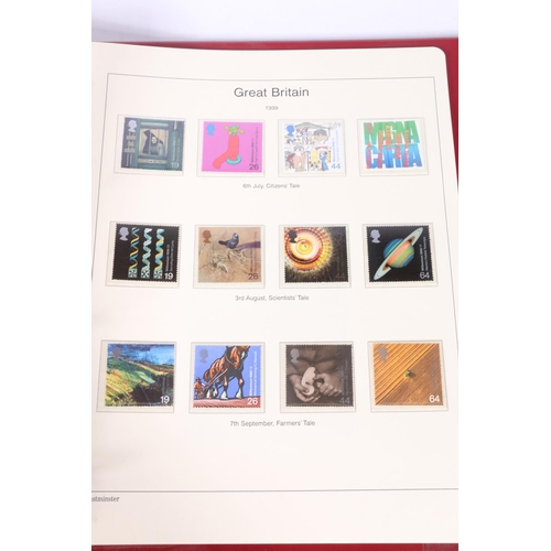 492 - One Westminster Mint red leatherette album of GB mint stamps spanning 1988-1999 including three high... 