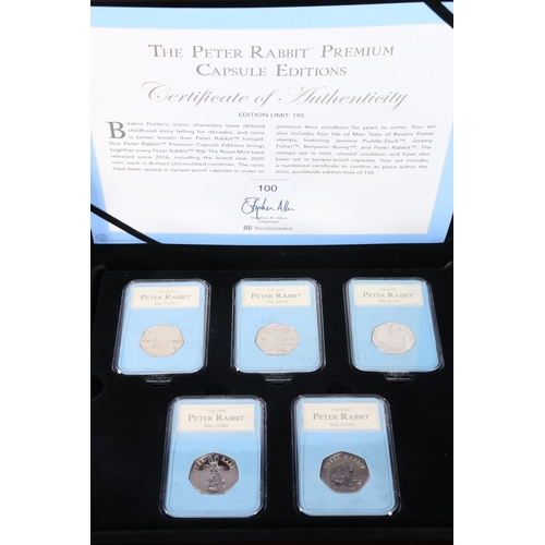 607 - Westminster Mint The Peter Rabbit Premium Capsule Editions comprising five fifty pence 50p coins 201... 