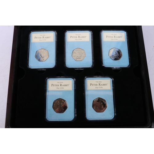 607 - Westminster Mint The Peter Rabbit Premium Capsule Editions comprising five fifty pence 50p coins 201... 