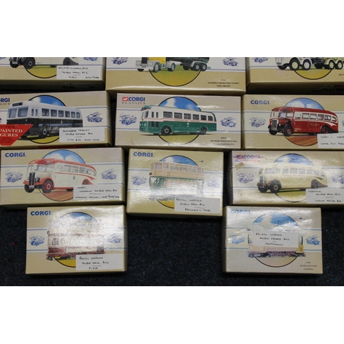 32 - Fourteen Corgi Classics diecast model vehicles including 97018 Dundee Corporation, 97363 Edinburgh C... 