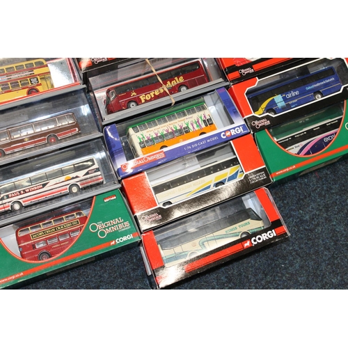 34 - Sixteen Corgi The Original Omnibus Company diecast bus models including OM43307 Dunn Line, OM43313 M... 