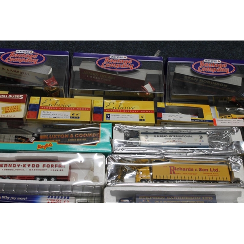 35 - Three Oxford Haulage Company diecast articulated lorry models, each boxed, six Matchbox Collectibles... 