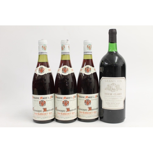 350 - Three bottles of DOMAINE MOREY & FILS CHASSAGNE MONTRACHET 1981 Les Caillerets 1er cru, grands v... 