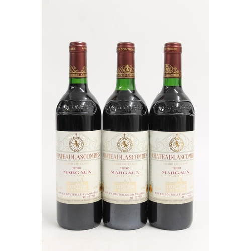 351 - Three bottles of CHATEAU LASCOMBES 1990 grand cru classe Margaux, bottle numbers 227704, 22705 and 2... 