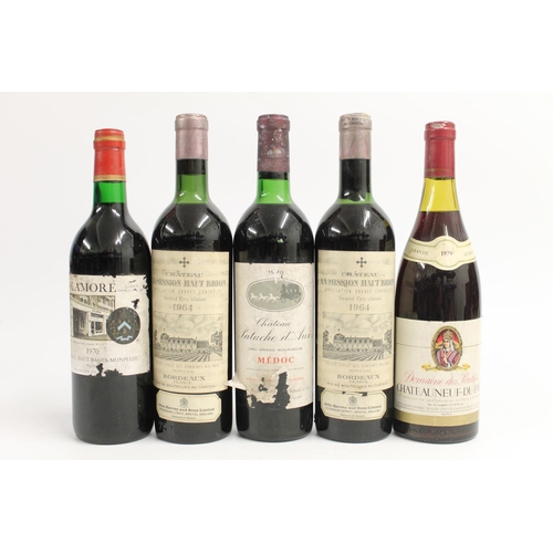 352 - Five bottles of vintage red wine to include two bottles of CHATEAU LA MISSION HAUT BRION 1964 grand ... 