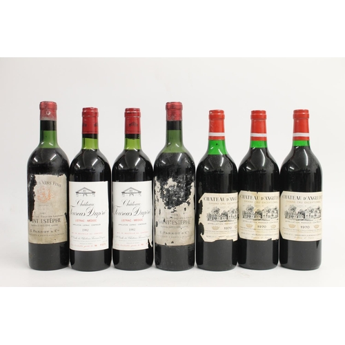 353 - Seven bottles of vintage red wine to include three bottles of CHATEAU D'ANGLUDET 1970 grand cru exce... 