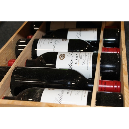 358 - Case of CHATEAU PONTESAC 1986 Medoc cru bourgeois, 75cl 12.5% abv. OWC original wood crate. (12)