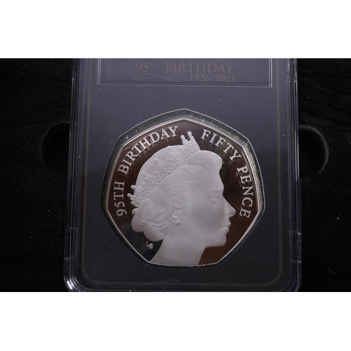 610 - ISLE OF MAN Queen Elizabeth II (1952-2022) silver proof oversized fifty pence 2001 issued to commemo... 