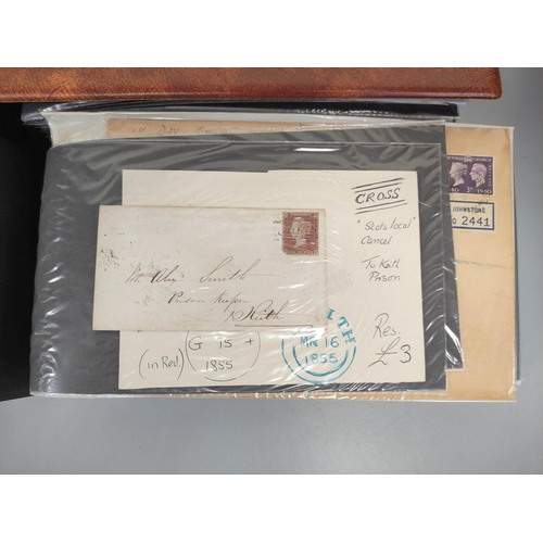 466 - Box containing collector's postage stamps and postcards including four folders of correspondence wit... 