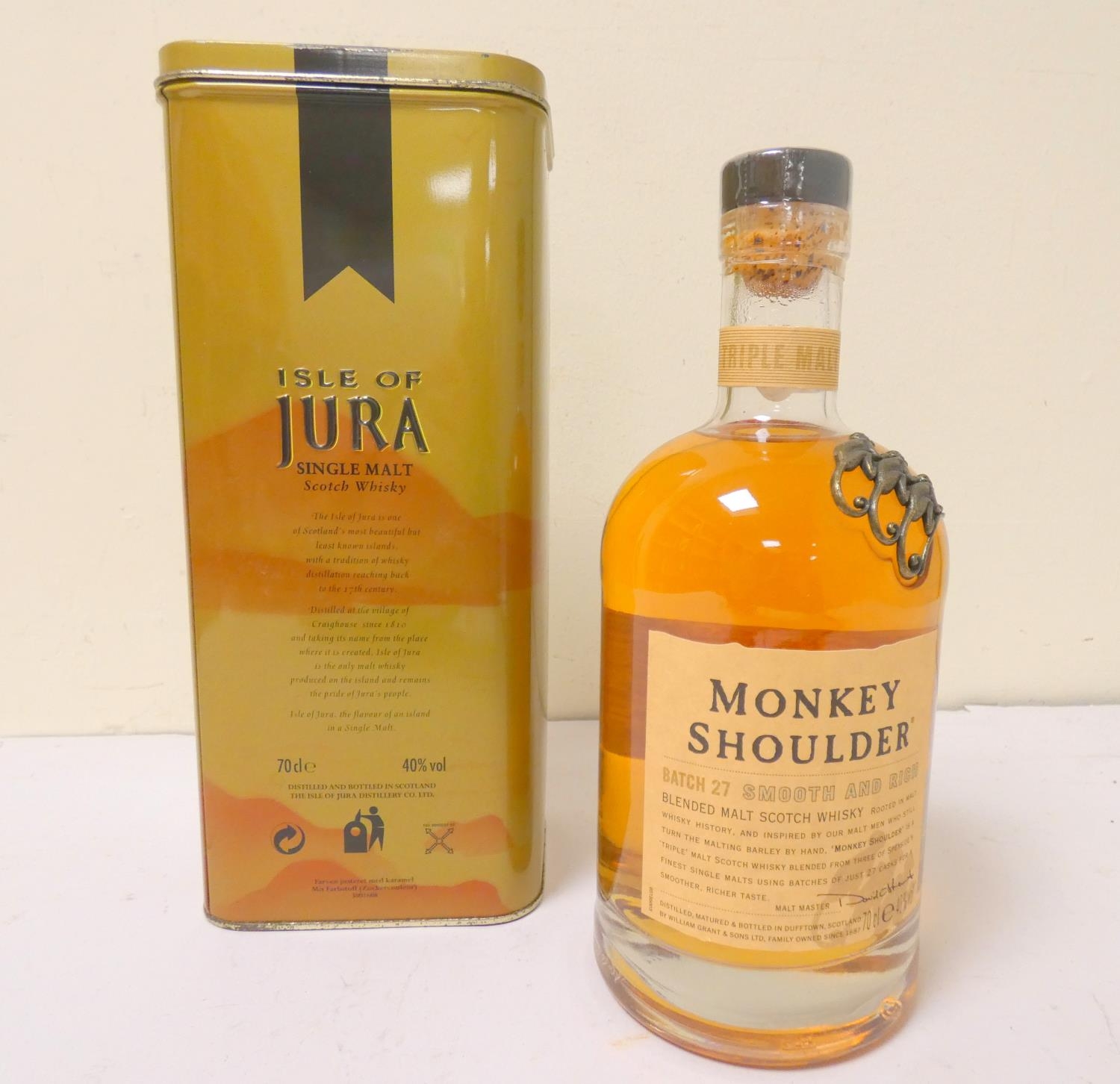 Monkey Shoulder smooth whisky, Isle with blended Jur of scotch 27 70cl, malt rich batch 40% and vol