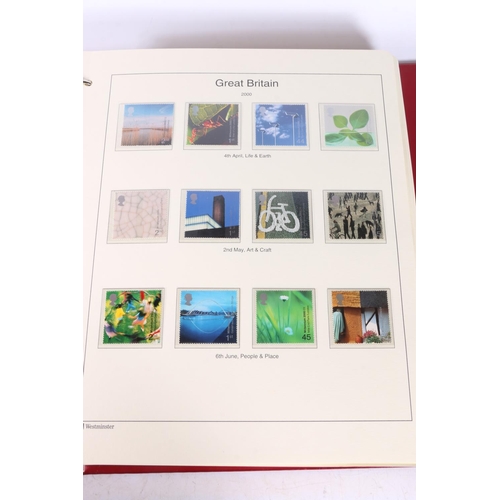 491 - One Westminster Mint red leatherette album of GB mint stamps spanning 2000-2008 including Olympic Ga... 