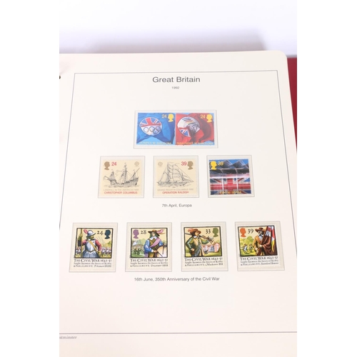 492 - One Westminster Mint red leatherette album of GB mint stamps spanning 1988-1999 including three high... 